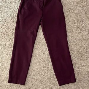Express Columnist Mid Rise Ankle Pants - Burgundy Maroon 6R